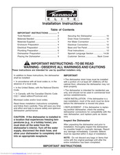Kenmore Dishwasher Installation Instructions Manual