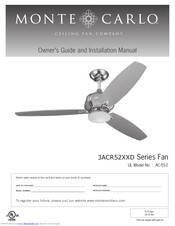 Monte Carlo Fan Company 3ACR52XXD Series Owner's Manual And Installation Manual