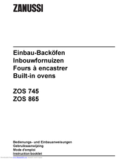 Zanussi ZOS 865 Instruction Booklet