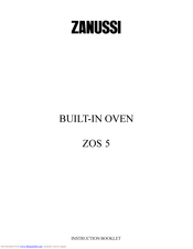 Zanussi ZOS 5 Instruction Booklet