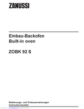 Zanussi ZOBK 92 S Instruction Booklet