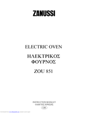 Zanussi ZOU 851 Instruction Booklet