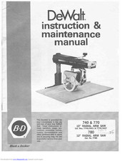 Dewalt 740; 770; 780 Instruction & Maintenance Manual