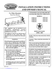 White Mountain Hearth VFSR-24-3 Installation Instructions And Owner's Manual