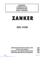 Zanker ZKC410D Operating And Installation Manual