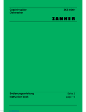 ZANKER ZKS 5640 Instruction Book