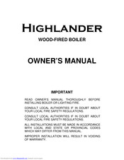 Highlander WOOD-FIRED BOILER Owner's Manual