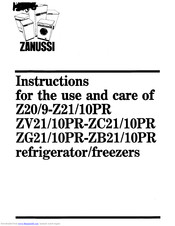Zanussi Z20/9-Z21/10PR Instructions For The Use And Care