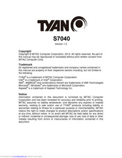 Tyan S7040 User Manual