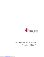 Pro-Ject Audio Systems Pro-Ject RPM 5 SuperPack Instructions For Use Manual