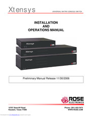 Rose electronics Xtensys XTS-V4X48D12 Installation And Operation Manual
