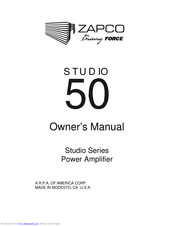 Zapco STUDIO 50 Owner's Manual
