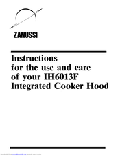 Zanussi IH6013F Instructions For The Use And Care