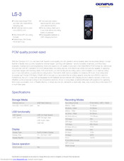 Olympus LS-3 Specifications
