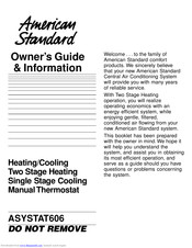 American Standard ASYSTAT606 Owner's Manual & Information
