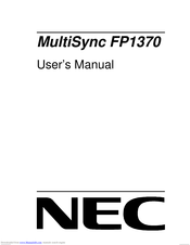 NEC MultiSync FP1370 User Manual