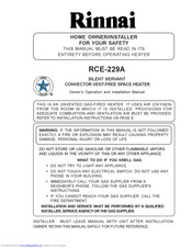 Rinnai RCE-229A Owner's Operation And Installation Manual
