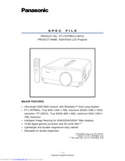 Panasonic PTL597UL - LCD VIDEO PROJRCTOR Manual