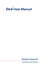 Oce Booklet Trimmer-D1 User Manual