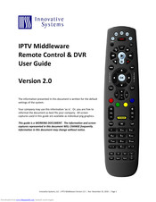 Innovative systems IPTV Middleware Remote Control & DVR User Manual