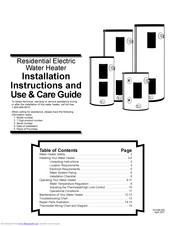 American Water Heater Residentian Electric Water Heater Installation Insrtuctions