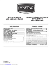 Maytag Washer/Dryer Use And Care Manual