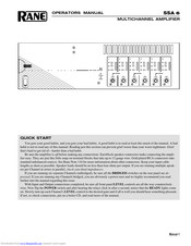 Rane SSA 6 Operator's Manual