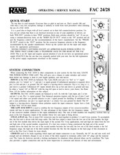 Rane FAC 24 Operating And Service Manual