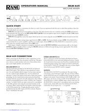 Rane MLM 82S Operator's Manual