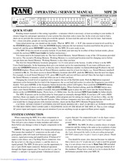 Rane MPE 28 Operating And Service Manual