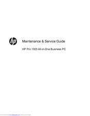 HP Pro 1005 Maintenance & Service Manual