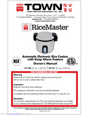 Town Food Service Equipment RiceMaster 57130 Owner's Manual