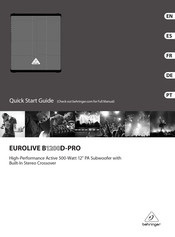 Behringer Eurolive B1200D-Pro Quick Start Manual