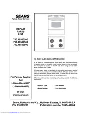 Sears 790.46582500 Repair Parts List Manual