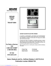 Sears 790.46713604 Repair Parts List Manual