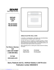 Sears 790.40199402 Repair Parts List Manual
