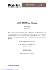 RoyalTek MEB-1315 User Manual