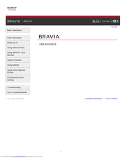 Sony Bravia XBR-55HX955 User Manual