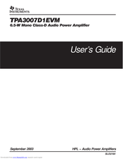 Texas Instruments TPA3007D1EVM User Manual