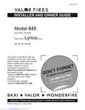 Valor Fires 845 Installer And Owner Manual