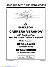 Emerson CARRERA VERANDA CF542AW00 Owner's Manual