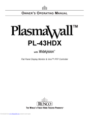 Runco PlasmaWall PL-43HDX Owner's Operating Manual