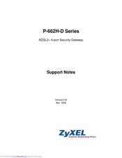 ZyXEL Communications ADSL2+ 4-port Gateway P-660H-D Series Support Notes