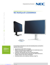 NEC MultiSync LCD2690WUXi Specifications