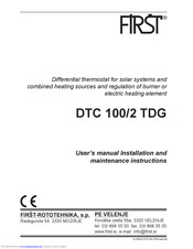 First DTC 100/2 TDG Installation And Maintenance Instructions Manual