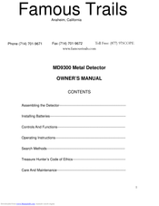 Famous Trails MD9300 Owner's Manual