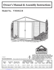 Arrow VM1012-B Owner's Manual & Assembly Instructions
