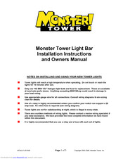 Monster Tower Light Bar Installation Instructions And Owner's Manual