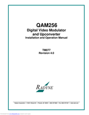 Radyne QAM256 Installation And Operation Manual