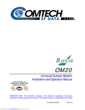 Radyne OM20 Installation And Operation Manual